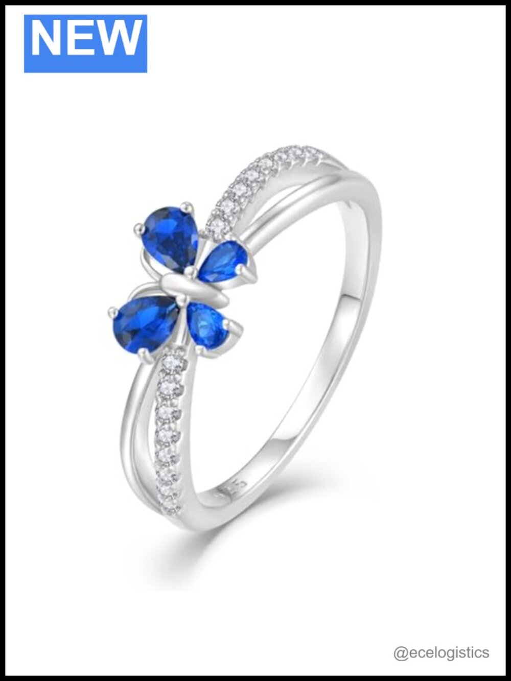 925 Sterling Silver Butterfly Engagement Ring Promise Statement Jewelry